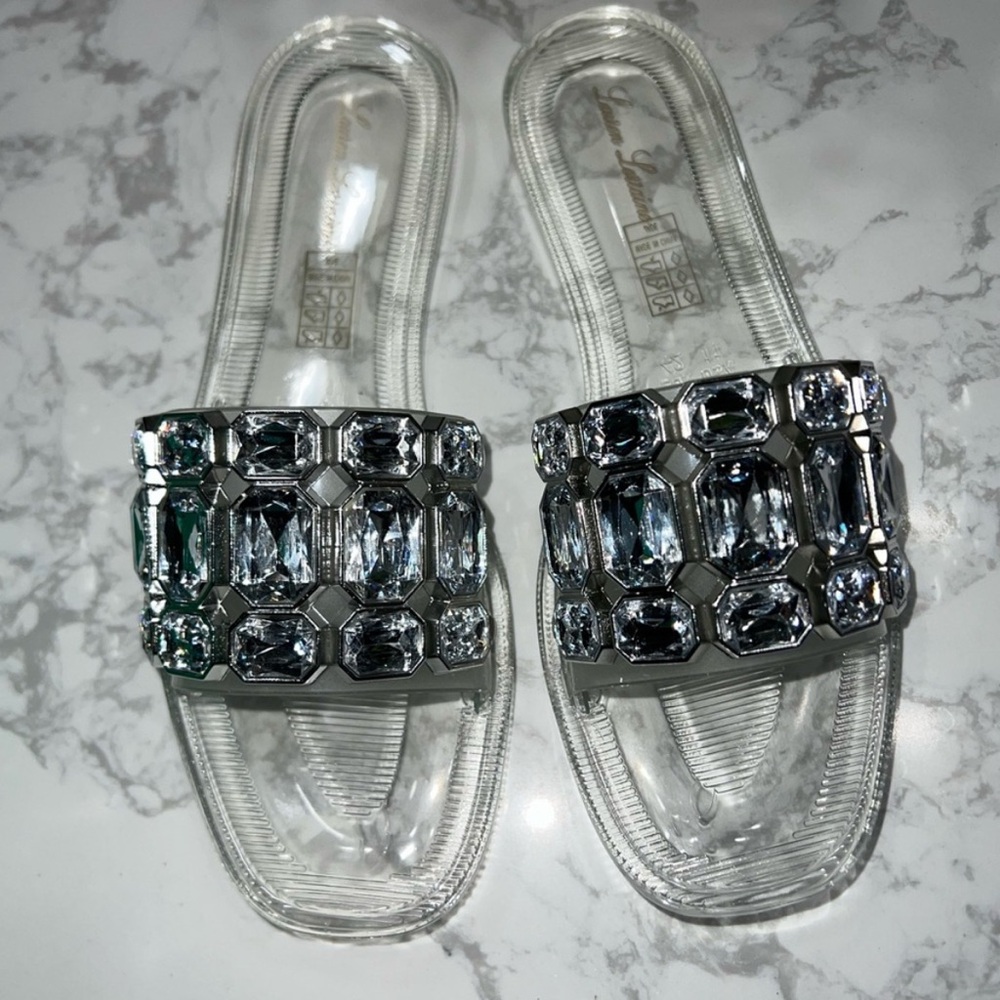 Lauren Lorraine Clear Silver bling diamond stone nwt size 11 Sandals